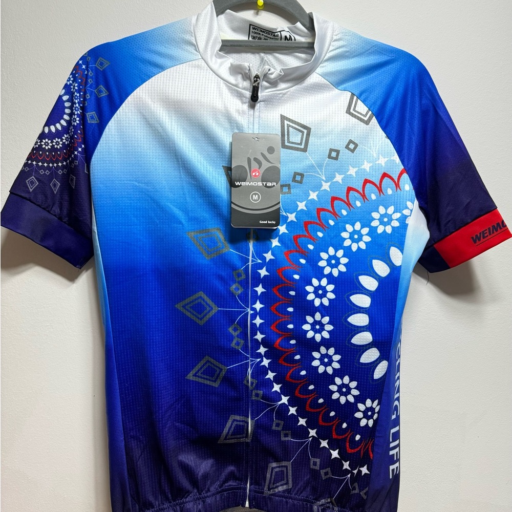 Weimostar Blue and White Cycling Jersey